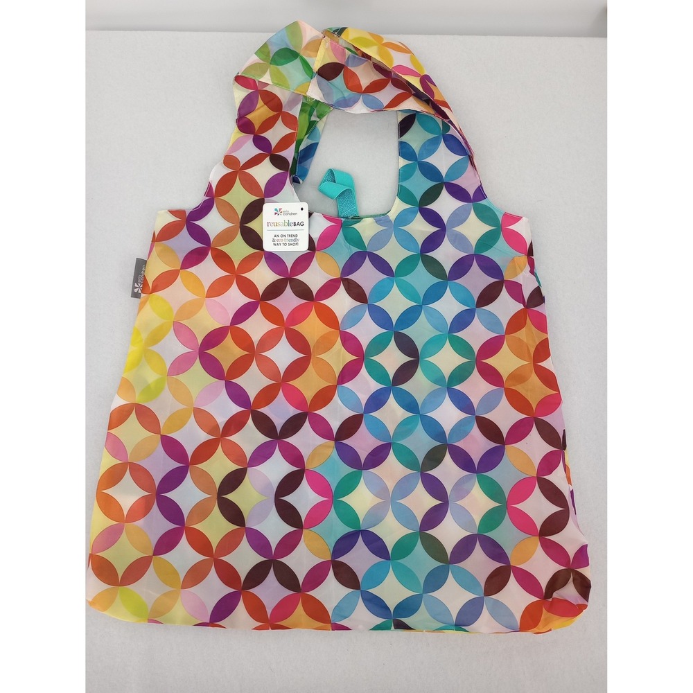Erin Condren Reusable Bag Multicolor Geometric Pattern Colorful Rainbow